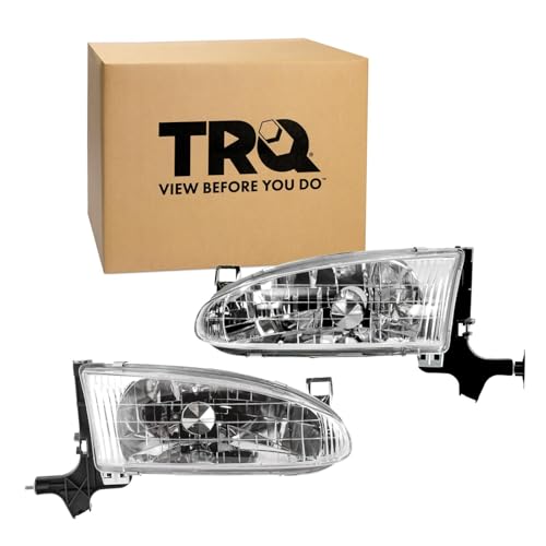 Image of TRQ 2 Piece Headlight Assembly Set Driver & Passenger Side Compatible with 1998-2002 Chevrolet Prizm GM2502167 GM2503167
