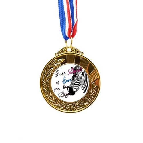Medalla de oro de primer puesto no/no con cinta decorativa de animales