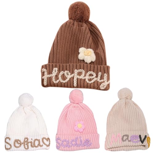 Custom Baby Beanie Hats for Kids,Personalized Embroidered Toddler Beanies Winter Hat with Name for Baby Boys Girls,Snow Play Knit Warm Beanies Kids,Birthday, Christmas,Newborn