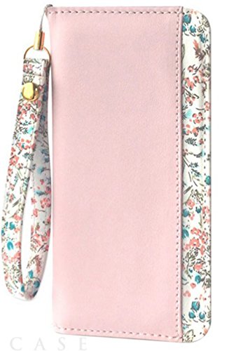 [iPhone6/6s スマホ ケース] 手帳型 カードポケット スタンド機能 付き アイフォン カバー (花柄／ピンク)