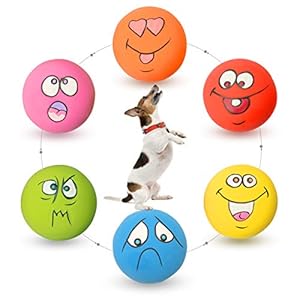 Latex Dog Squeaky Toys Rubber Soft Dog Toys Chewing Squeaky Toy Fetch Play Balls Toy for Puppy Small Pets Dog 6pcs for Mini, Small Breeds, 2.28″*2.28″*1.30″