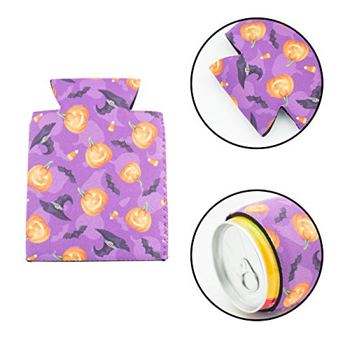 HaiMay 10 Pieces Halloween Beer Can Sleeves Beer Can Coolers Neoprene Drink Cooler Sleeves for Cans and Bottles, Festival Styles - Thumbnail 4
