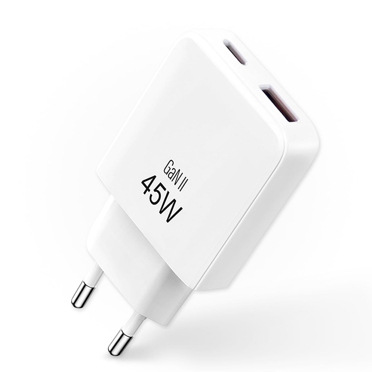 Kompaktowa szybka ładowarka 45 W USB C i USB A - ładowarka do iPhone'a 17 - najnowsza technologia GaN 2026 - gniazdo sieciowe do iPhone'a, Samsunga i laptopów - kolor biały