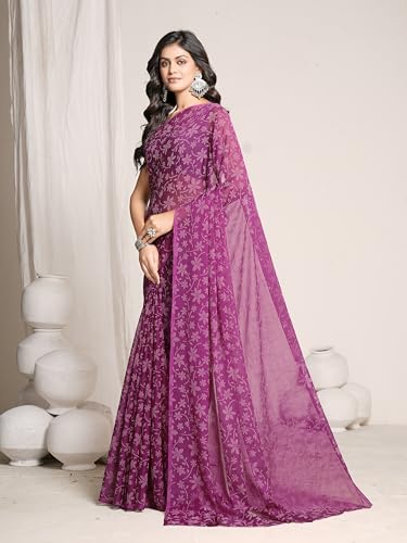 Image of Garden Vareli Lock Chiffon Floral Saree