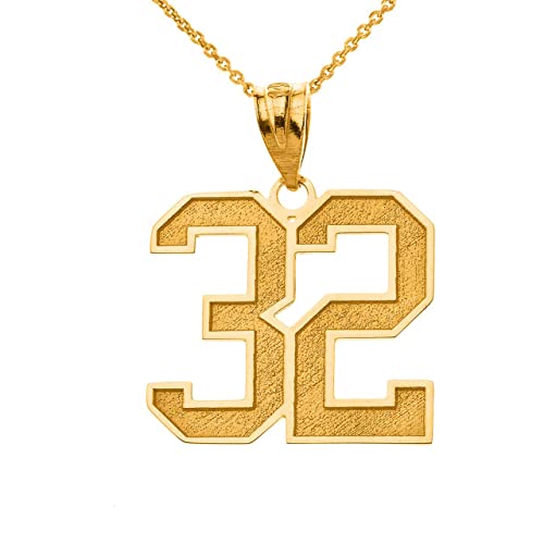 14K Yellow Gold Customizable Sports Jersey Lucky Number and Name Pendant Charm with Personalized Engraving - Comes with 16