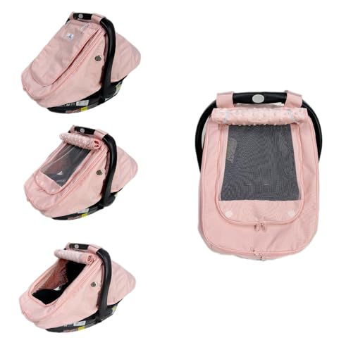 Image of HippoBaby Waterproof Baby Car Seat Cover | Windproof Carseat Cover for Babies | Infant Car Seat Canopy for Boys and Girls | Weather Proof car Cover for All Seasons (Pink)