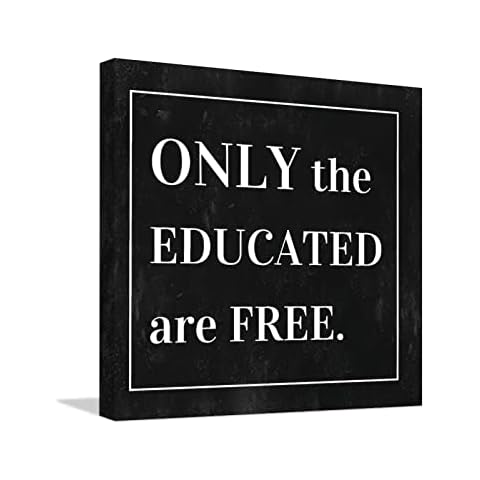 egobena Canvas Paintings Only The Educated Are Free Farmhouse Wall Art Canvas Artwork Prints Motivational Quote Artworks Pictures Decoration For Bathroom Bedroom Living Room Dining 12x12 IN Cover