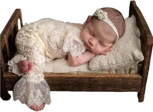Image of Vomdrok Newborn Photography Outfits Girl Newborn Photography Props Lace Romper Baby Photo Shoot Outfits Girls Photo Props