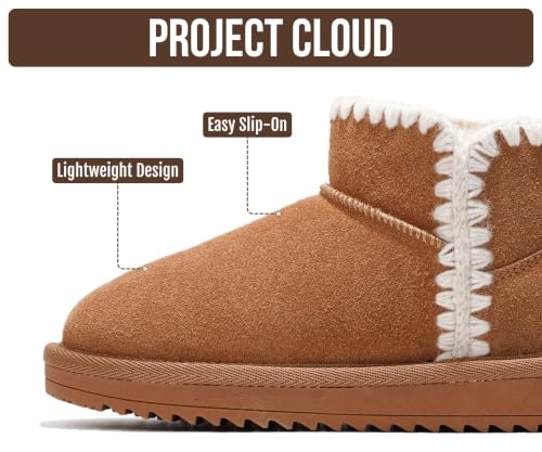 Image of Project Cloud Girls 100% Genuine Leather Non Slip Fur Lined Ankle Boots | Water Resistant Lightweight Memory Foam Insole Cozy Fall Shoes for Boys & Girls Kids Footwear Outdoor Everyday Kids Boots