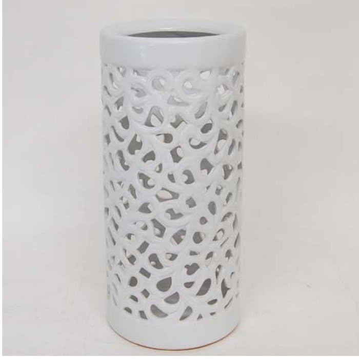 傘立て アンブレラスタンド 陶器製 透かし彫りアート ホワイト 傘立て アンブレラスタンド 陶器製 透かし彫りアート ホワイト 白