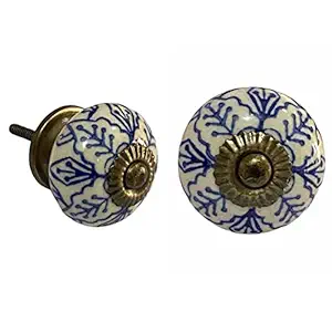 Maison Belle Ceramic Door Knobs - Gold Antique Finish ( Size 1.75 INCH , Pack of 6 )