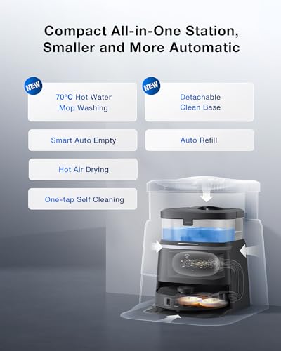 Image of ECOVACS DEEBOT T30 OMNI Robotic Vacuum Cleaner with Mini Station, TruEdge Adaptive Edge Mopping, ZeroTangl Brush Design, 11,000 PA, Hot Water Mop Washing