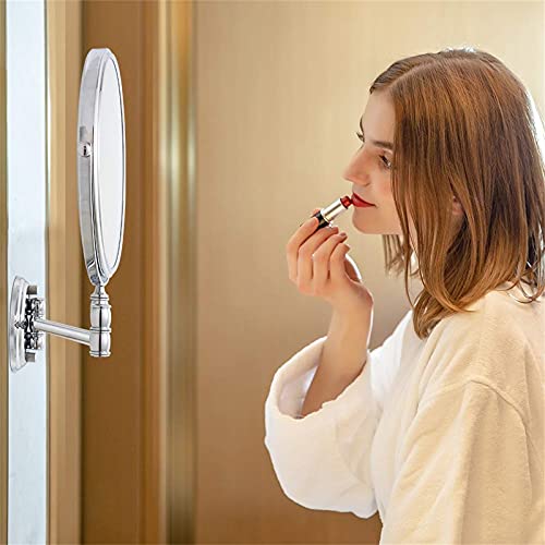 Miroir de maquillage mural 5X de 8 pouces avec double face chromée extensible - 8