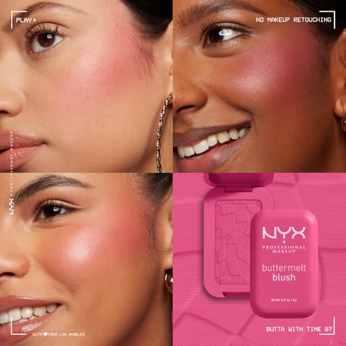 NYX PROFESSIONAL MAKEUP Buttermelt Powder Blush, Fade and Transfer-Resistant Blush, Up to 12HR Make Up Wear, Vegan Formula - Butta With Time - Image 7