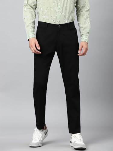 Image of Hubberholme Men's Tapered Fit Cotton Trousers, Ankle Length Button Closure Chinos