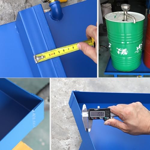 Modular Spill Containment Platform with Drain – Leak-Proof Metal Pallet for Storing Drums for Forklifts, Leak-Proof Wire Mesh Tray for Workshop and Industry, Blue, 12-65x65x15cm