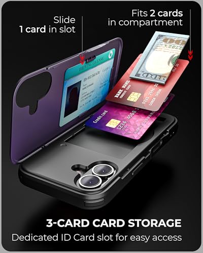 Coque iPhone 16 anti-choc TORU avec porte-carte caché et miroir - 3