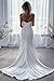 White Mermaid Wedding Dresses for Bride Off Shoulder Satin Lace Long with Train Boho Beach Sleeveless Wedding Gown Bridal Gowns for Women Elegant US8