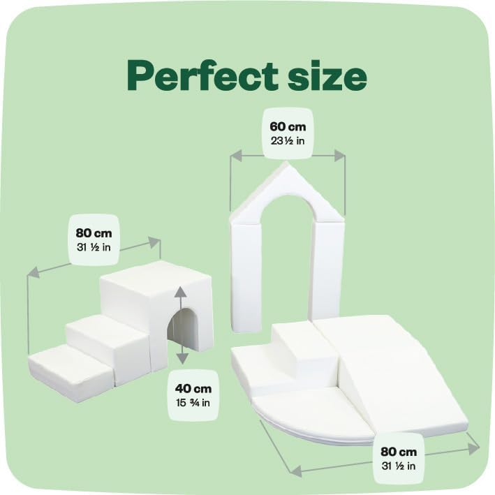 IGLU Soft Play Building Crawling and Climbing Equipment Playground for Kids 1-4 Year olds 10 Shape Blocks Open Ended Montessori Set (White)