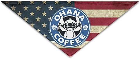 Ohana Stitch Coffee Pet Scarf, Dog Bandana, Pet Collars, Triangle Neckerchief Men Women Kid Pet Dog Cat Puppies Accessories 100% Polyester Fiber Headband Bib