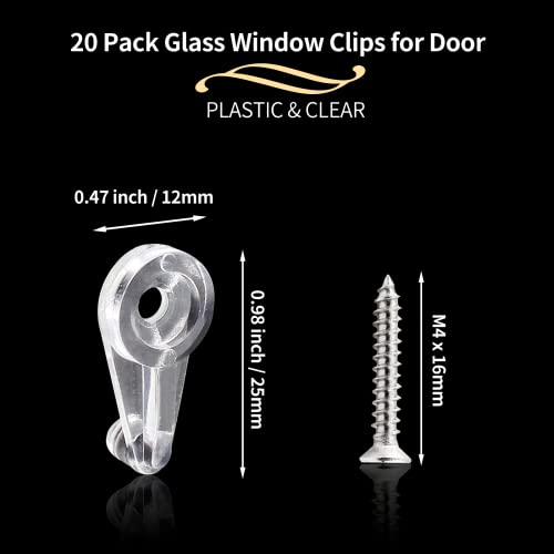Qjaiune 20 Pack Glass Window Clips Clear Retainer Clips, Glass Door Holder Cabinet Panel Bracket Screen Fixing Clips, Glass Door Retainer Kit Mirror Hanging Hardware For Vanity Mirror Window Screen #TOP3