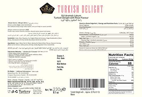 Çerez Pazarı Cerez Pazari Turkish Delight With Rose Flavour 230Gr Gourmet Small Size Snacks Gift Box thumb #7