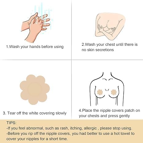 Image of 40 Pcs Nipple Covers Disposable Nipple Breast Covers for Women Breast Pasties Nipple Cover Sticker Flower and Round Pasties (20 Pairs)
