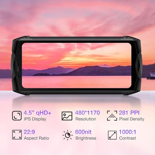 DOOGEE S mini Rugged Phone Android 13, Helio G99 15GB+256GB All Terrain Mobile Expandable 2TB, 4.5-inch QHD+ 50MP Dual AI Camera Compact Phone 3000mAh, NFC/4G Dual SIM/Face ID/Fingerprint (Black)
