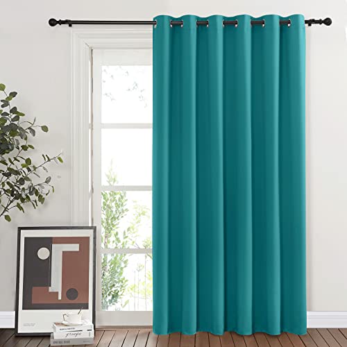 NICETOWN Sliding Glass Door Curtains for Window, Grommet Wide Thermal Curtain Sound Dampening Window Drape for Living Room/Bedroom (Peacock Teal, W80 x L84, 1 Panel)