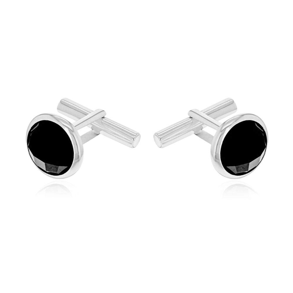 Pair of Mother of Pearl/Black Onyx Solitaire Cufflink in 925 Sterling Silver for Women and Girls Birthday Gift Valentine's Gift for Her, Women
