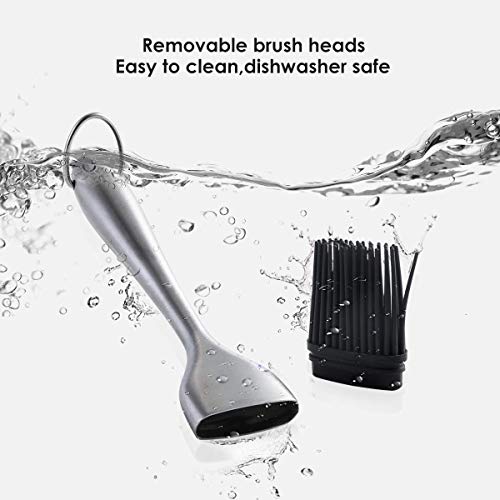 Image of Xacton Silicone Basting Brush with Stainless Steel Long Handle | Heat Resistant, BPA Free | BBQ Grill & Oil Pastry Brush for Cooking, Baking, Roasting, Barbecue, Grilling, Kitchen Tool - 9 inch