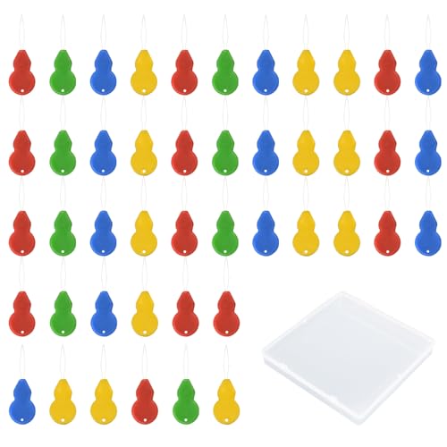 SLEEKEE 45 Zucche, Pratico Infila Ago E 1 Scatola di Immagazzinaggio, Mini Infila Piombo Multifunzionale, Scatola di Plastica Quadrata Trasparente, Accessori per Cucire.