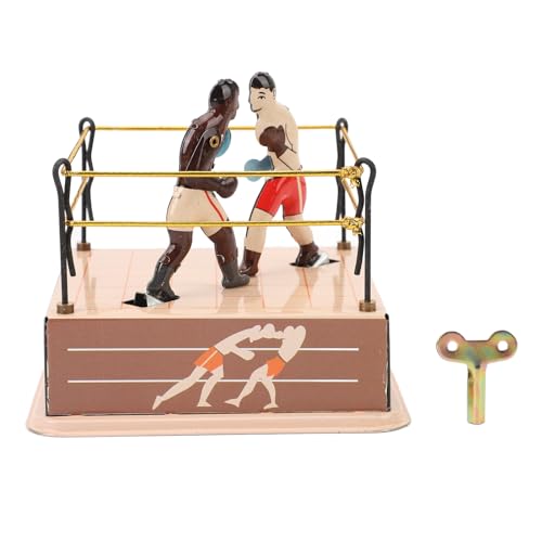DANAIXZ Boxeo con Mecanismo, Ring de Boxeo de Cuerda Vintage, Mesa mecánica Interactiva, Decorativo, Coleccionable para el hogar, Oficina, Bar, exhibición, Estaño de Hierro