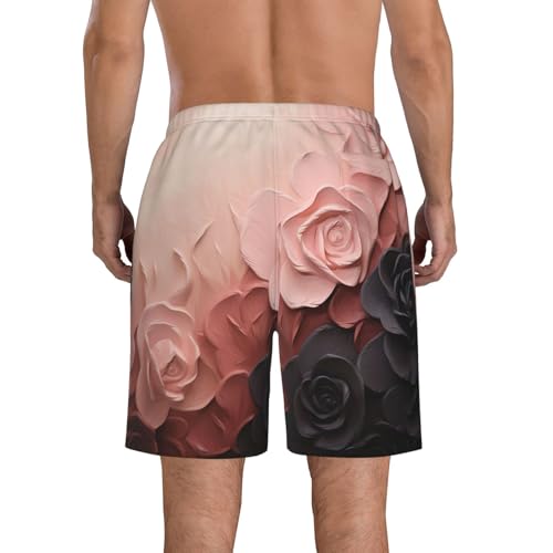 Men's Swim Trunks Rose Color Blush and Black Quick Dry Board Shorts with Pocket Swimsuit Swimwear for Men Beach Shorts2