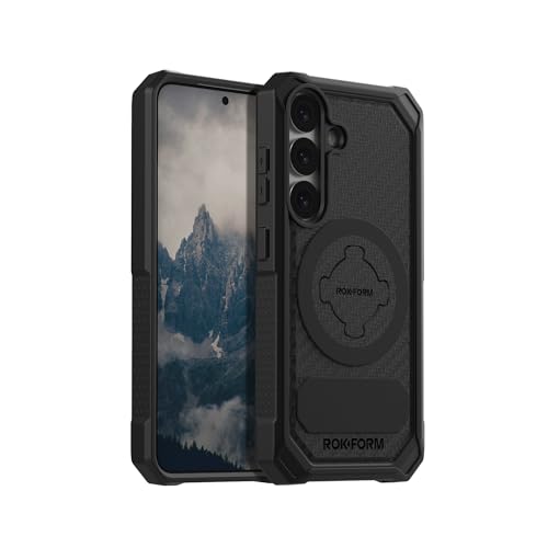 Image of Rokform Rugged Case Compatible with Galaxy S25, Magnetic Cover with Twist Lock, Drop Tested Armor (Black)