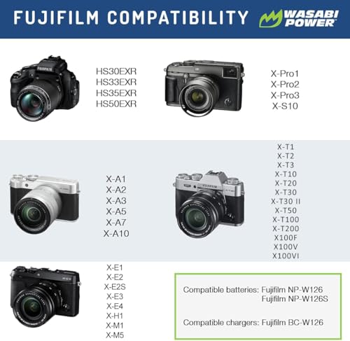 Image of Wasabi Power Battery (4-Pack) for Fujifilm NP-W126 & FinePix HS33EXR, HS50EXR, X-T100, X-T200, X100F, X100V, X-A10, X-E2S, X-E3, X-E4, X-Pro2, X-Pro3, X-T1, X-T2, X-T3, X-T10, X-T20, X-T30, X-T30 II