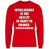 wowshirt Herren Sweatshirt Hawking Fähigkeitstest Ingenieur für Mathe-Lehrer Wissenschaftler IQ Genie Geek, Größe:S, Farbe:Red