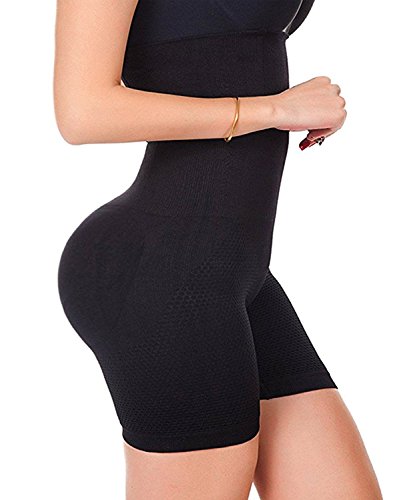 FUT Womens Shapewear Bodysuit High Waist Tummy Control With Butt Compression Shorts, Black