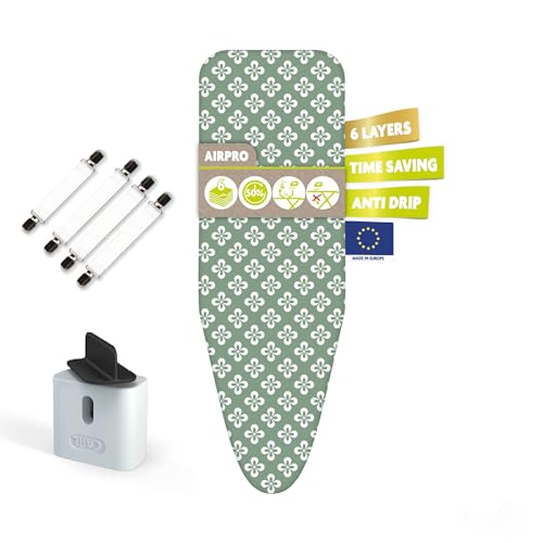 LaundrySpecialist AIRPRO Funda de 6 Capas para Tabla de Planchar con Plancha de Vapor - Talla L/XL MAX 52x140 cm - No más Agua Debajo de la Tabla - Plancha hasta un 50% más rápido - Made IN Europa
