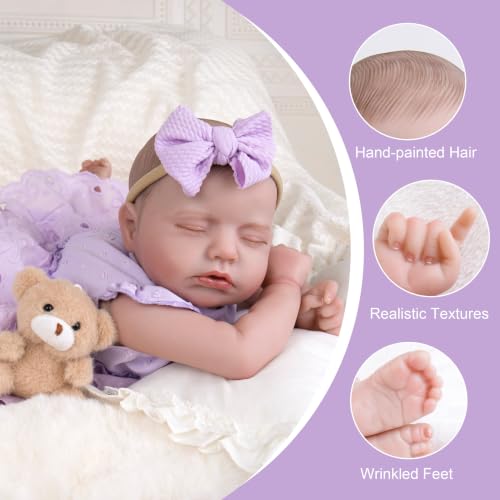 Milidool Lifelike Reborn Baby Girl Dolls -Realistic 20-Inch Newborn Doll with Poseable Limbs Soft Body and Accessories, Weighted Real Life Reborn Baby Doll Gift Set for Seniors, Collectors & Kids 3+ — view 6