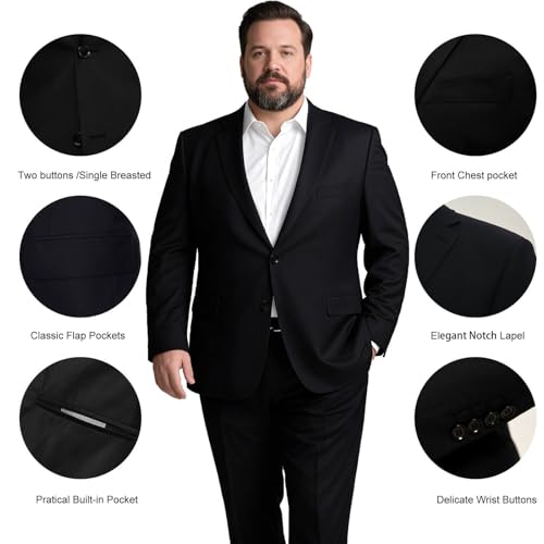 GATMSTZ Mens Suits Big and Tall 2 Pieces Blazer Pants Set Classic Fit3