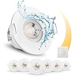 OREiN LED Einbaustrahler 230V Dimmbar & IP65 LED Spots Ultra Flach Deckenstrahler Deckenspots LED 3000K Einbauspots Einbauleuchten 68mm 6.5W 650LM Spotlights für Badezimmer Wohnzimmer Büro 6er Set