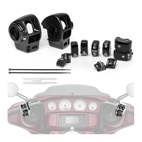 OURONOTO Hand Control Switch Housing Button Caps Compatible with Harley Davidson Street Glide Electra Glide Tri Glide Road King 1996-2013 Black