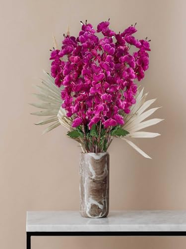 Image of ARTSY Artificial Flowers Bunch for Decoration Cherry Blossom, Ideal for vase, Home, Office Decor, Gifts, Craft, Artificial Plants for Decoration, Without vase, Purple, Combo, 2 Piece, 55 cm Height |