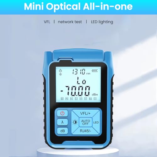 Image of Serplex 4 in 1 Optic Cable Tester for Fiber Optic Cable, LCD Backlight Optical Power Meter with LED Light & Automatic Calibration, Visible Red Laser Tool, Battery Operated, Battery Not Included