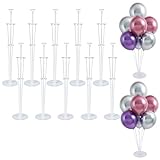 LOBUBT 10 Sets Balloon Stand Kits, Balloon Sticks Holder with Base for Table Centerpiece Graduation...