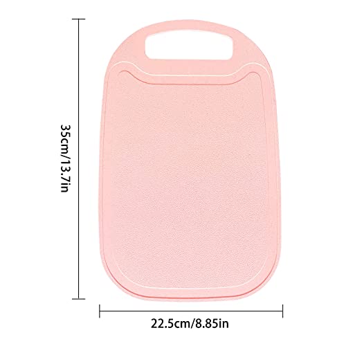 Tabla de cortar rectangular de plástico rosa con mango y ranura miniatura 2