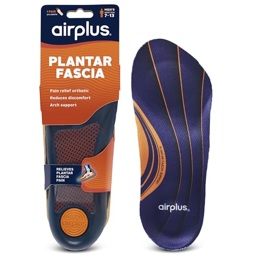 Airplus Plantar Fasciitis Orthotic 3/4 Length Shoe Insole- Foam Shell & Gel Heel - Deep Heel Cup, Full-Foot Arch Support - Soft Cushioning & Stability-APMA Certified-Fits Most Shoes & Boots - Unisex