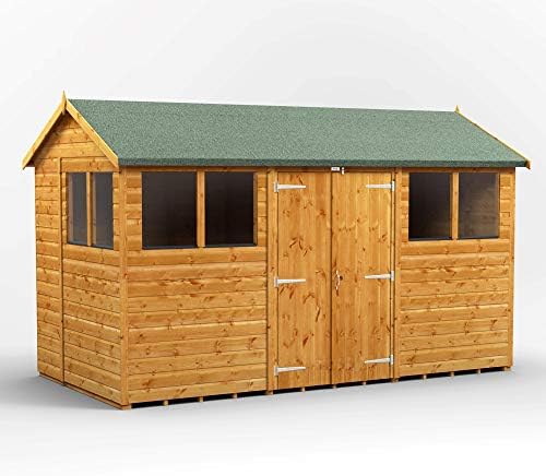 POWER High Grade Premium Apex Garden Wooden Shed with Security Features, Door & Window Flexibility, made from Extra Thick Timber & Toughened Glass - (12 x 6)