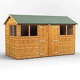 POWER High Grade Premium Apex Garden Wooden Shed with Security Features, Door & Window Flexibility, made from Extra Thick Timber & Toughened Glass - (12 x 6)